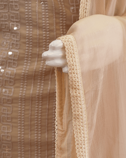 Chiffon Churidar Material - Beige - Product Code 10219