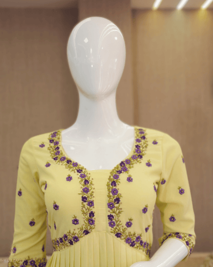 Elegant Violet A-Line Top with Golden Accents - Product Code 10310