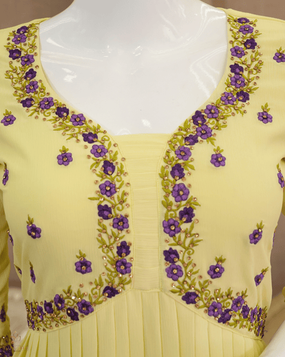 Elegant Violet A-Line Top with Golden Accents - Product Code 10310