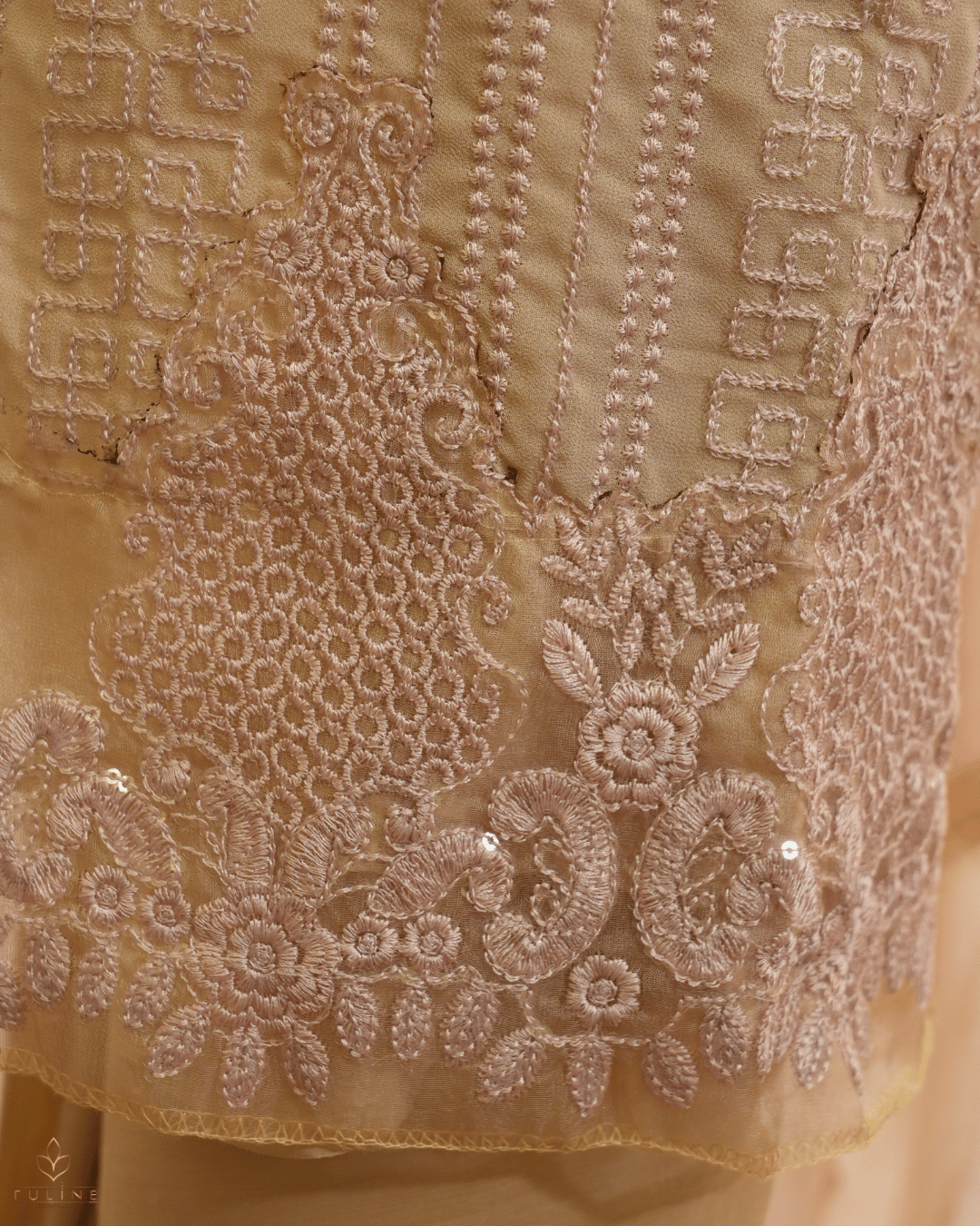 Chiffon Churidar Material - Beige - Product Code 10219