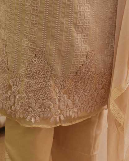 Chiffon Churidar Material - Beige - Product Code 10219