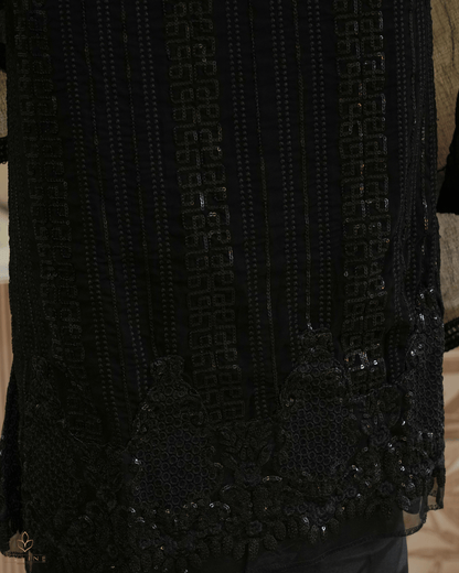 Chiffon Churidar Material - Black - Product Code 10220