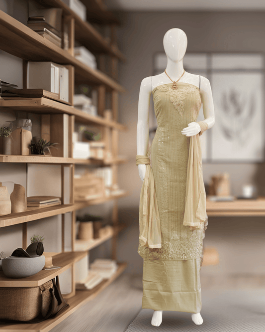 Chiffon Churidar Material - Sand Stone  - Product Code 110221