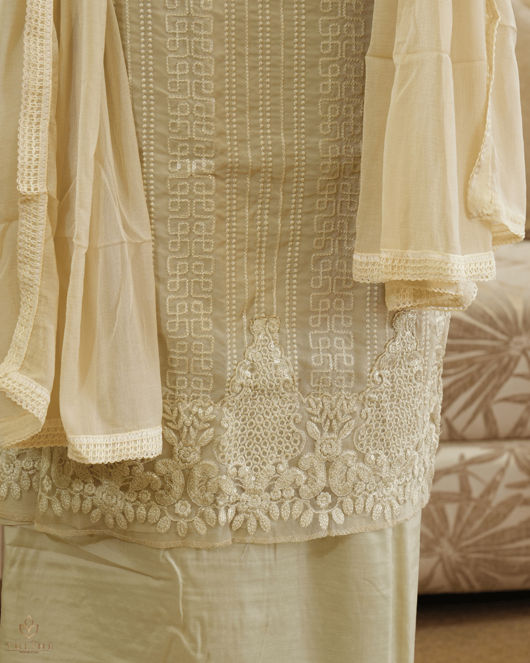 Chiffon Churidar Material - Sand Stone  - Product Code 110221