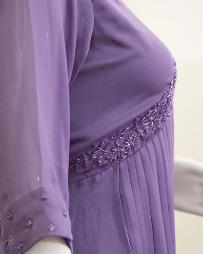 Beaded Yoke Deep Lavender Chiffon Glazing Aliya Top - Product Code 10313