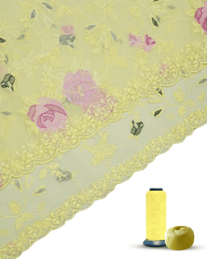 Organza Churidar Material - Lemon Yellow Colour- Product Code 10004