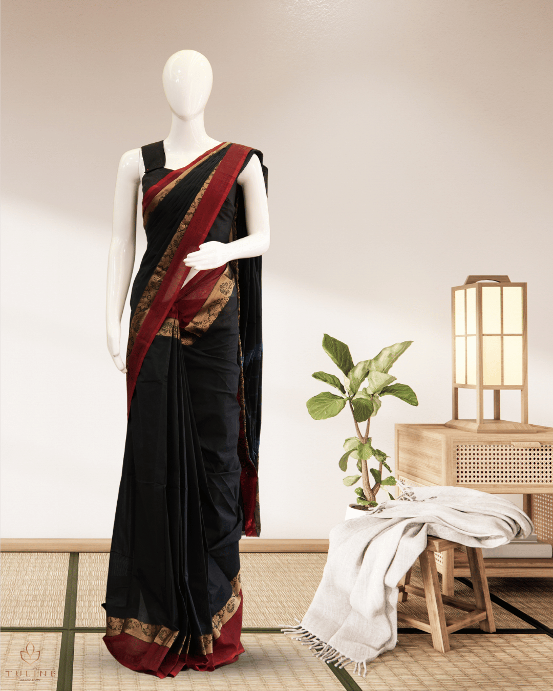 Cotton Saree - Black - Product Code 10028