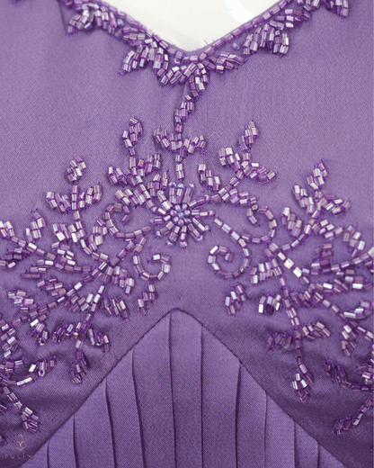Beaded Yoke Deep Lavender Chiffon Glazing Aliya Top - Product Code 10313