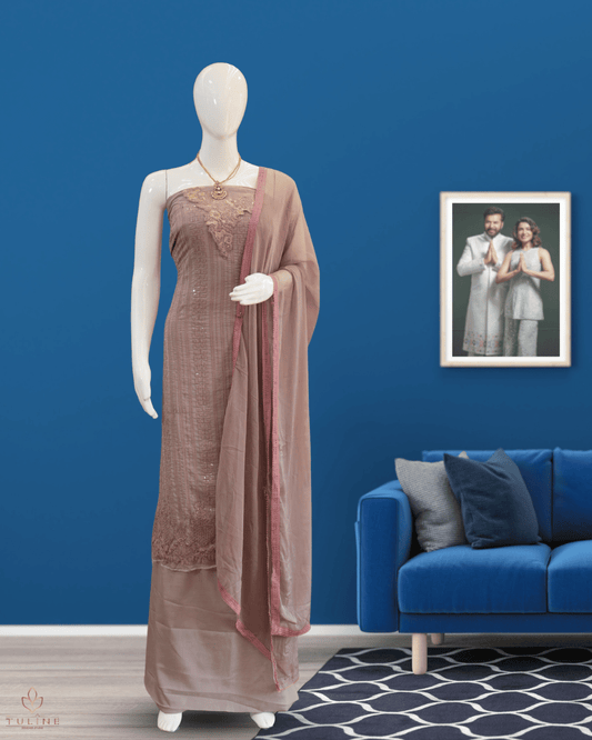 Chiffon Churidar Material - Soft Rosewood Brown - Product Code 10222