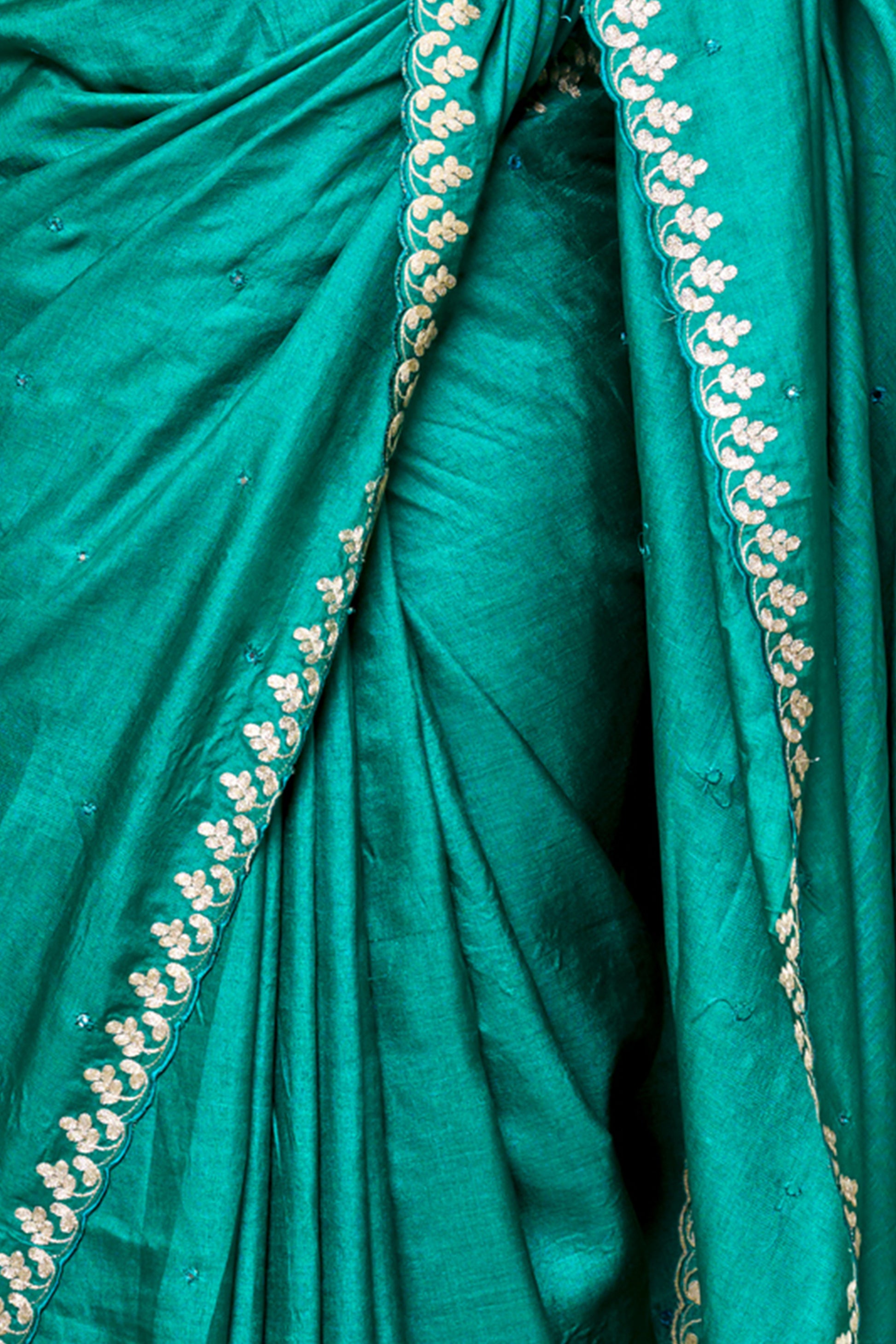 Emarald Green Tussar Silk Saree