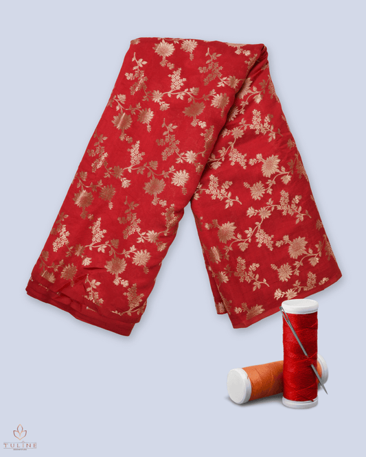Pure Silk Fabric - Deep red - Product Code 10224