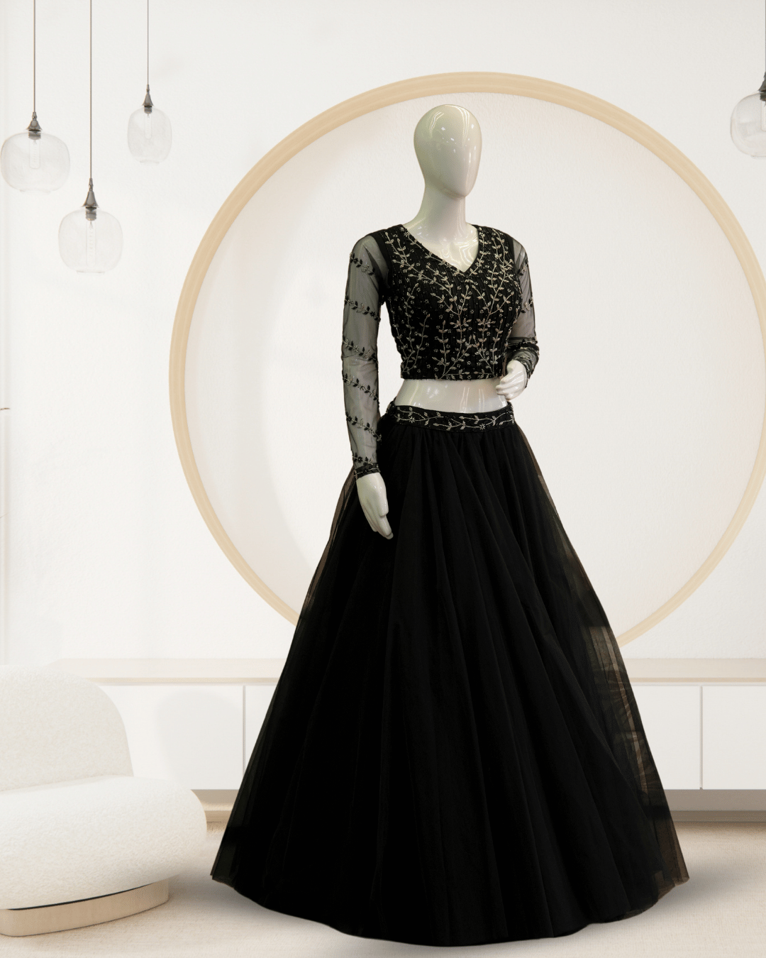 Net Material Skirt & Top Normal - Black - Product Code 10295