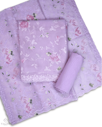 Organza Churidar Material Set - Lavender - Product Code 10005