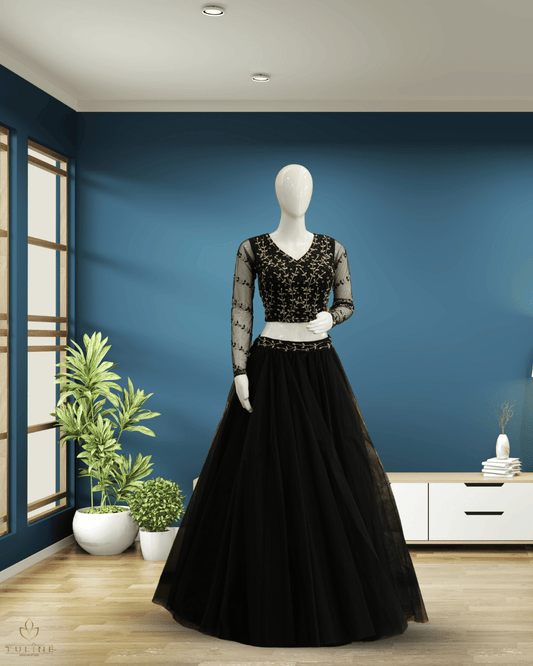 Net Material Skirt & Top Normal - Black - Product Code 10295