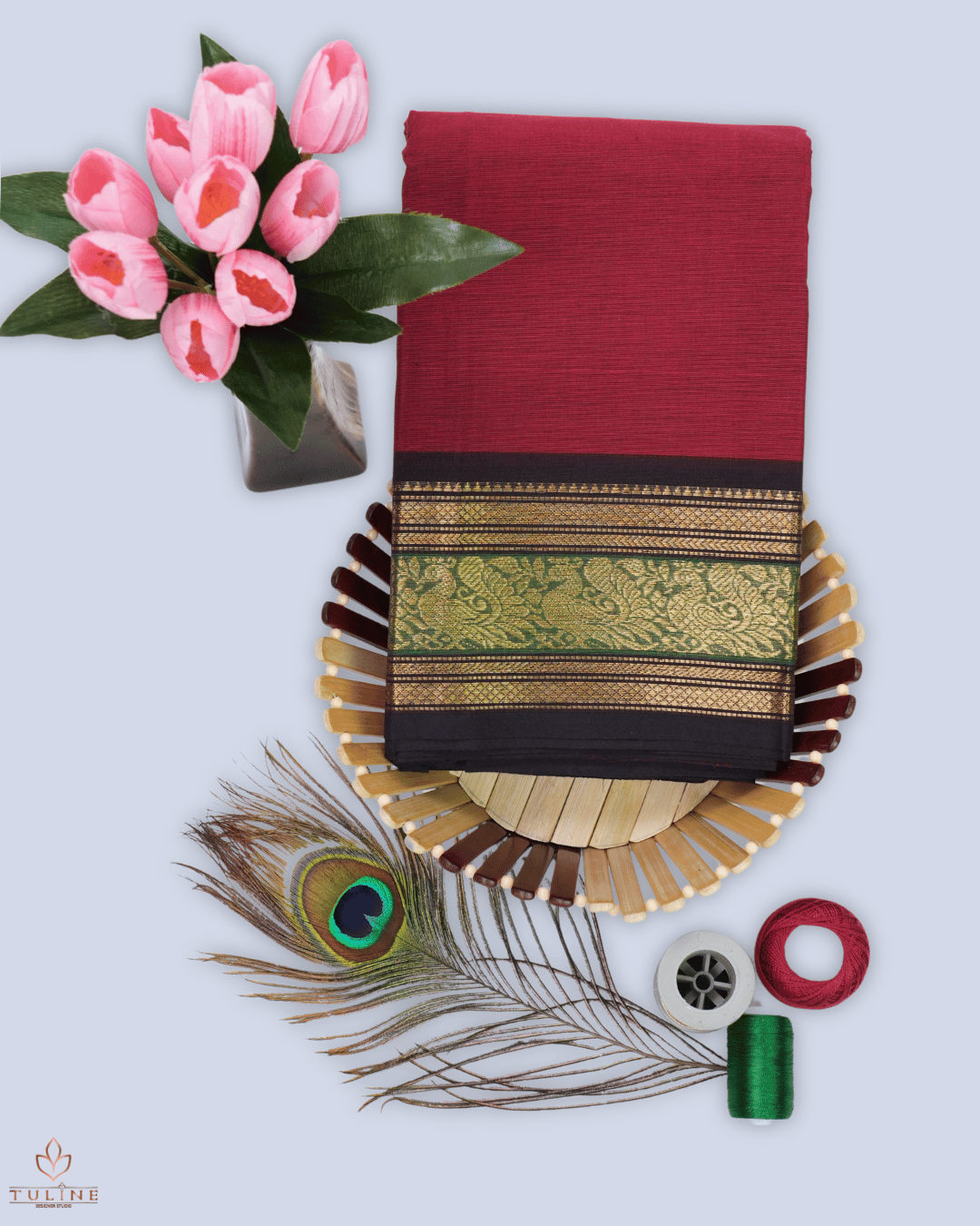 Cotton Sarees - Dark Burgundy - Product Code 10033