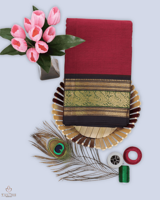 Cotton Sarees - Dark Burgundy - Product Code 10033