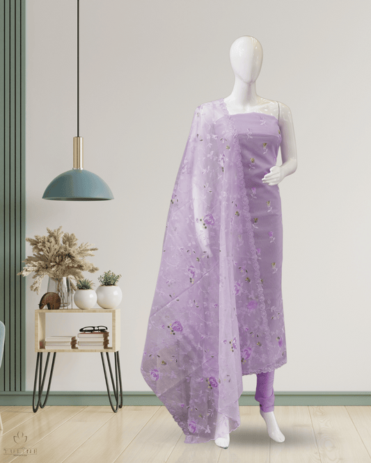 Organza Churidar Material Set - Lavender - Product Code 10005