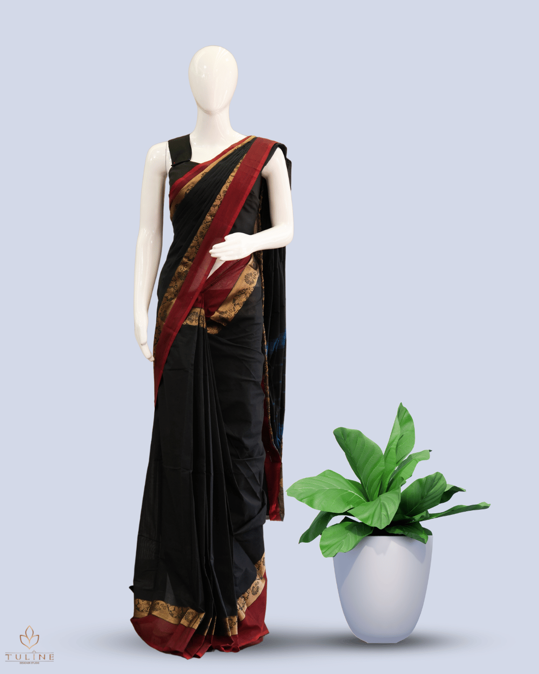 Cotton Saree - Black - Product Code 10028