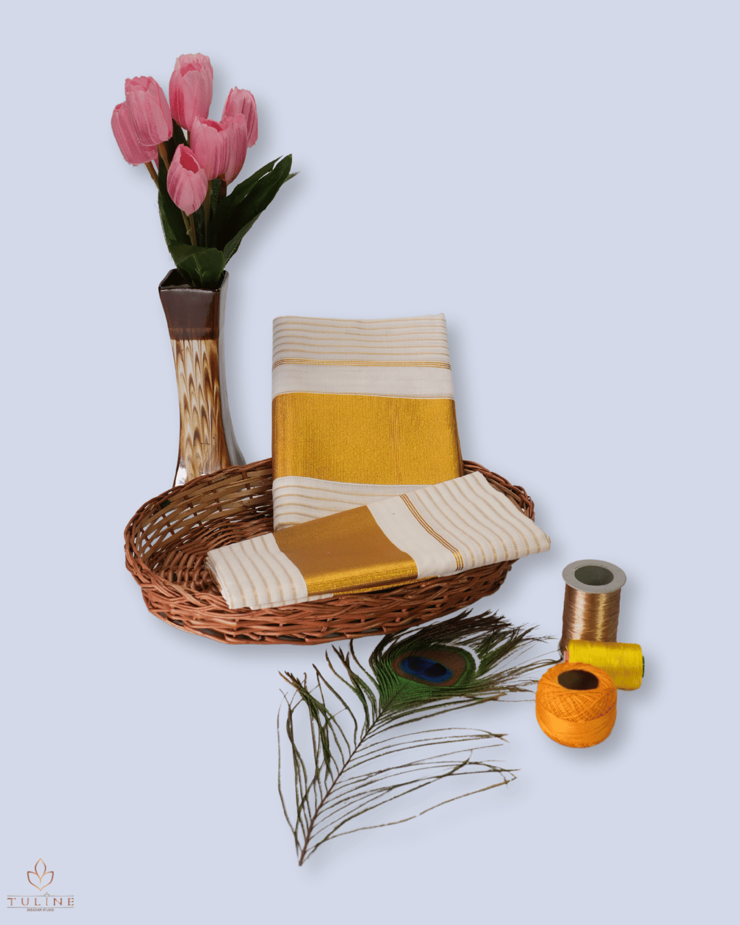 Cotton Set Mundu & Saree - Cream - Product Code 10049