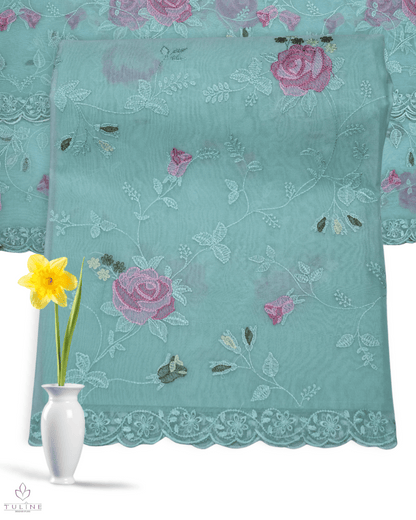 Organza Churidar Material - Sea Green Color - Product Code 10006