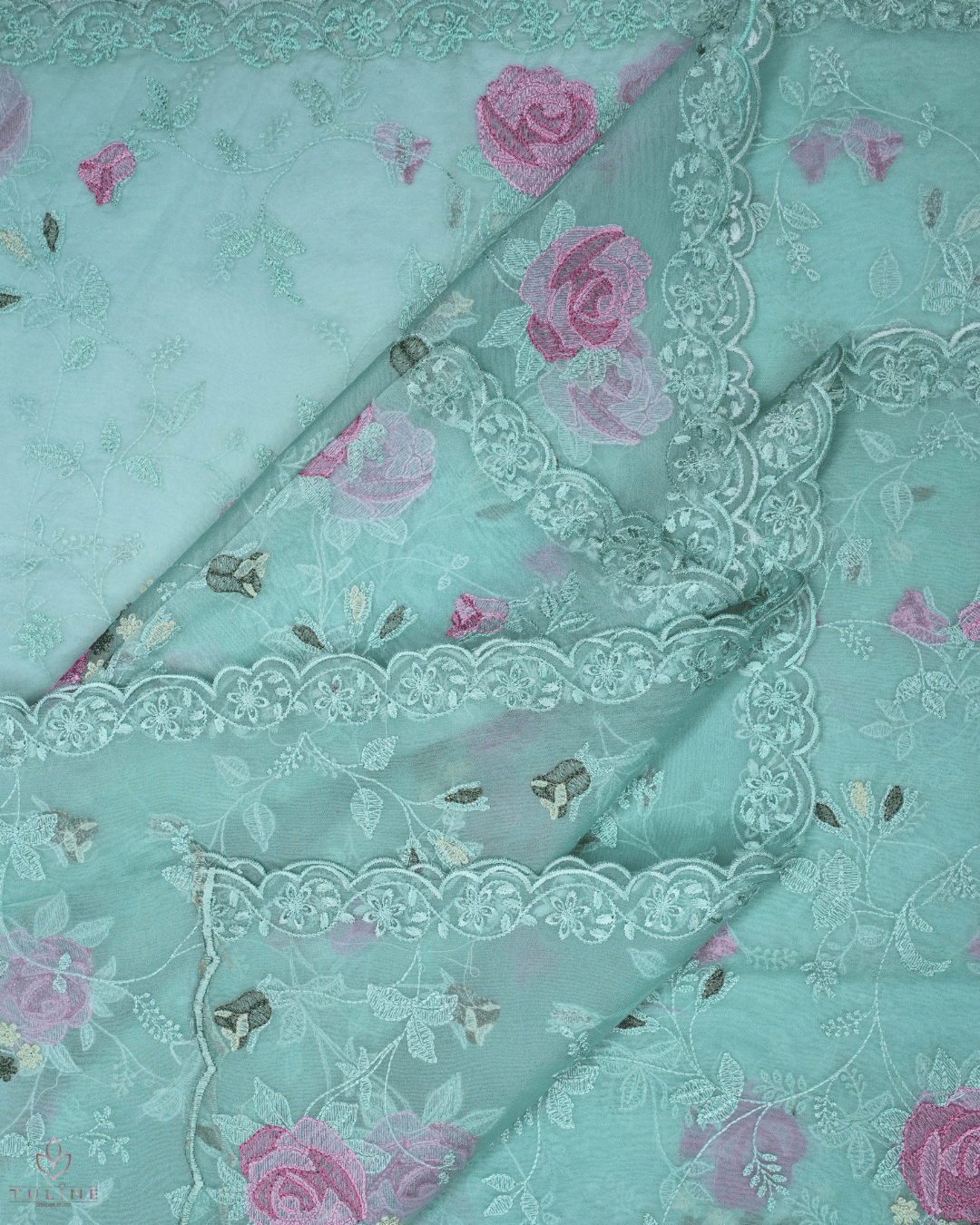 Organza Churidar Material - Sea Green Color - Product Code 10006