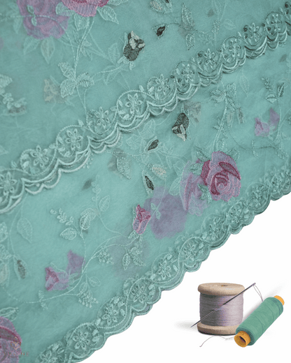 Organza Churidar Material - Sea Green Color - Product Code 10006