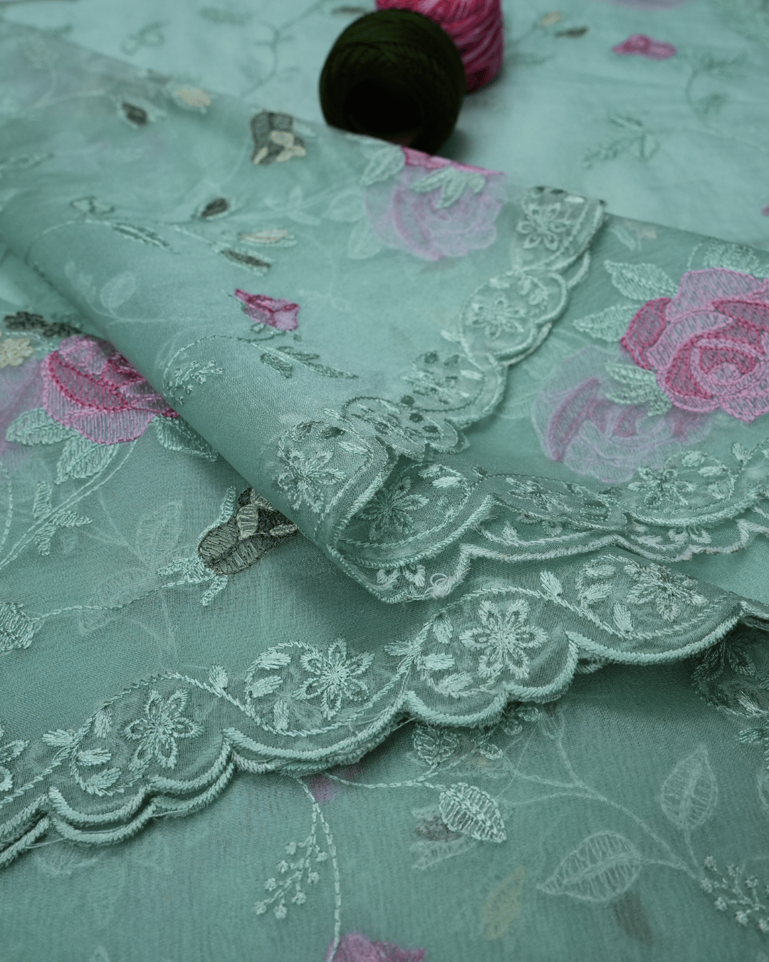 Organza Churidar Material - Sea Green Color - Product Code 10006