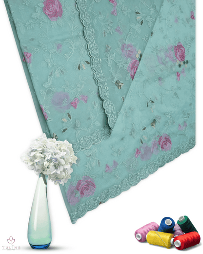 Organza Churidar Material - Sea Green Color - Product Code 10006