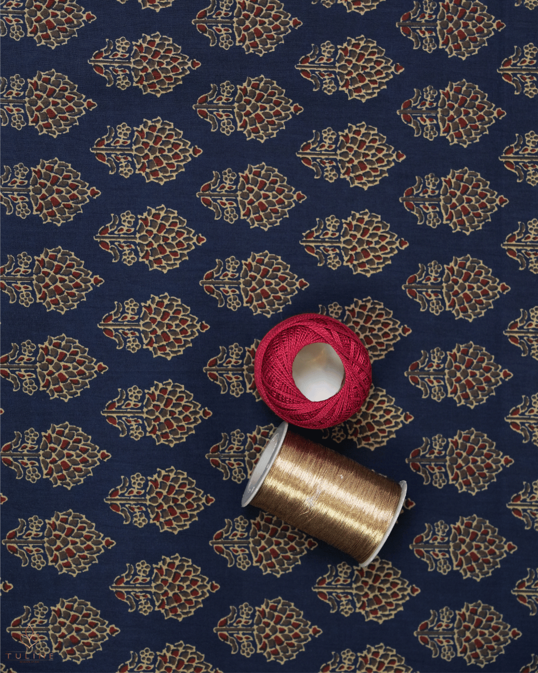 Cotton Ajrak Print - Dark Blue - Product Code 10064