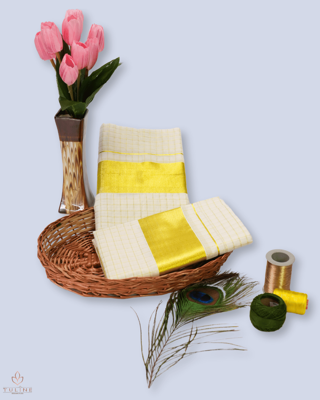 Cotton Set Mundu & Saree - Cream Color - Product Code 10051