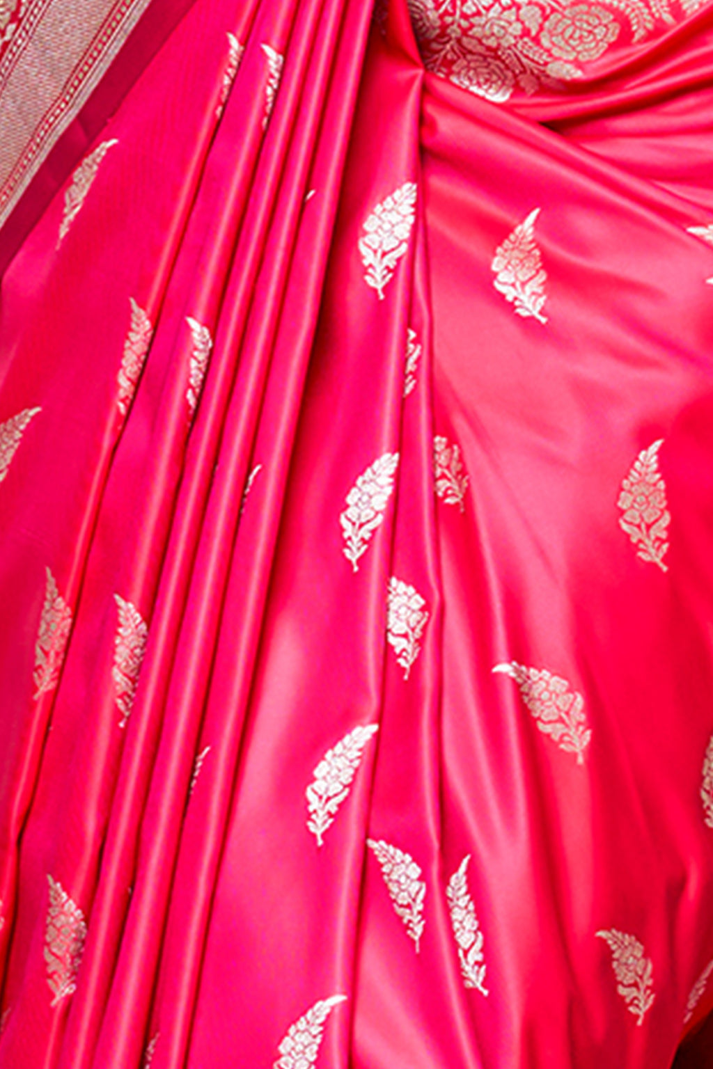 Deep Pink Banarasi Silk Saree