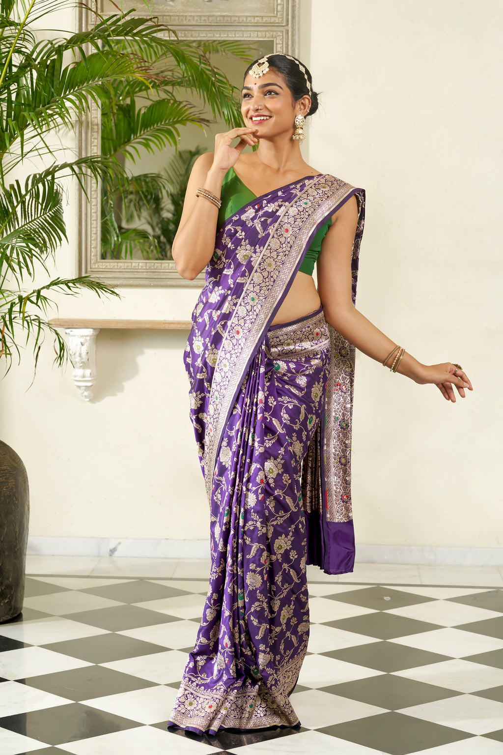 Purple Banarasi Silk Saree