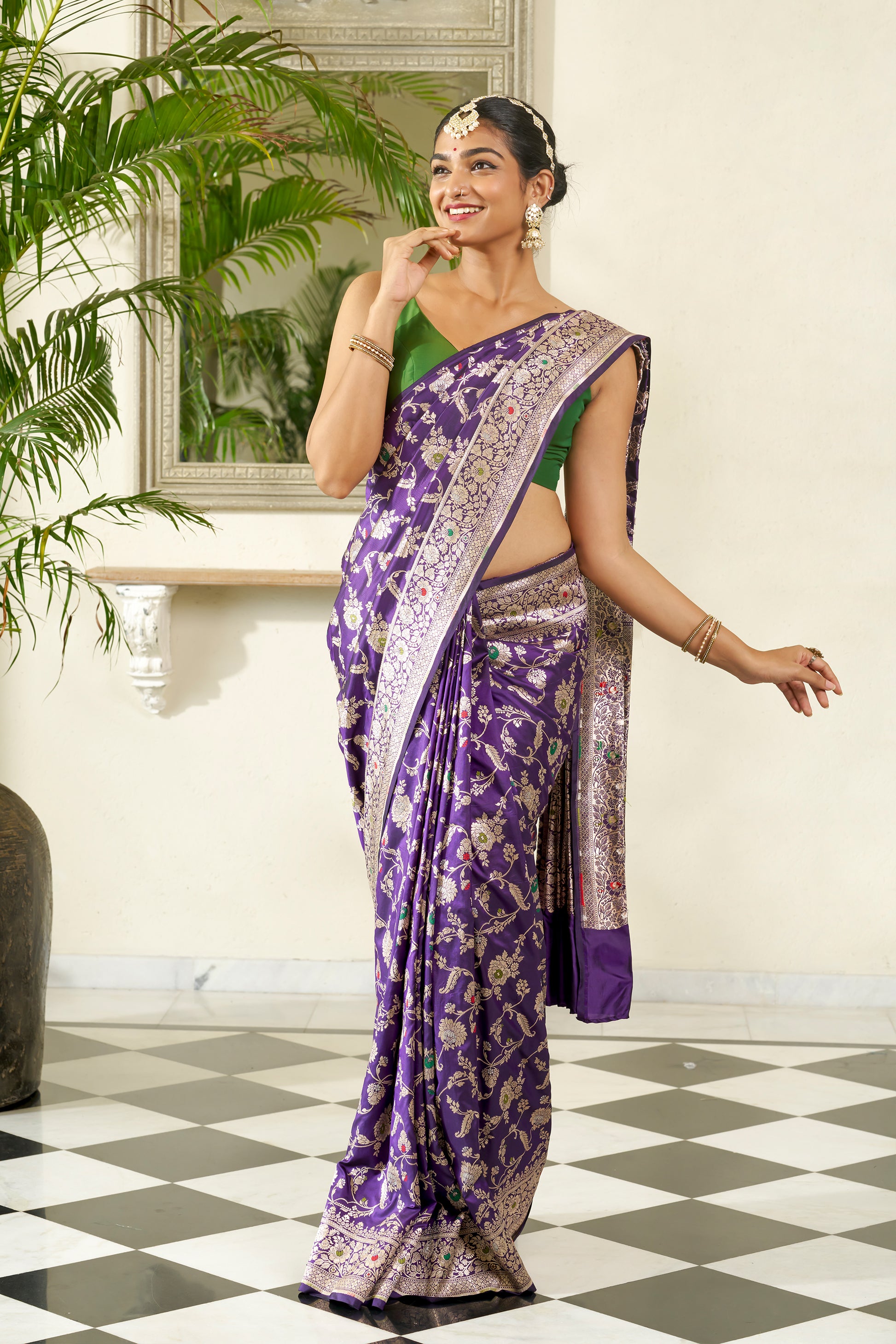 Purple Banarasi Silk Saree