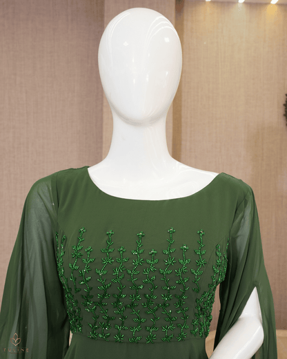 Forest Green Chiffon Gown – Product Code 10334