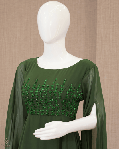 Forest Green Chiffon Gown – Product Code 10334