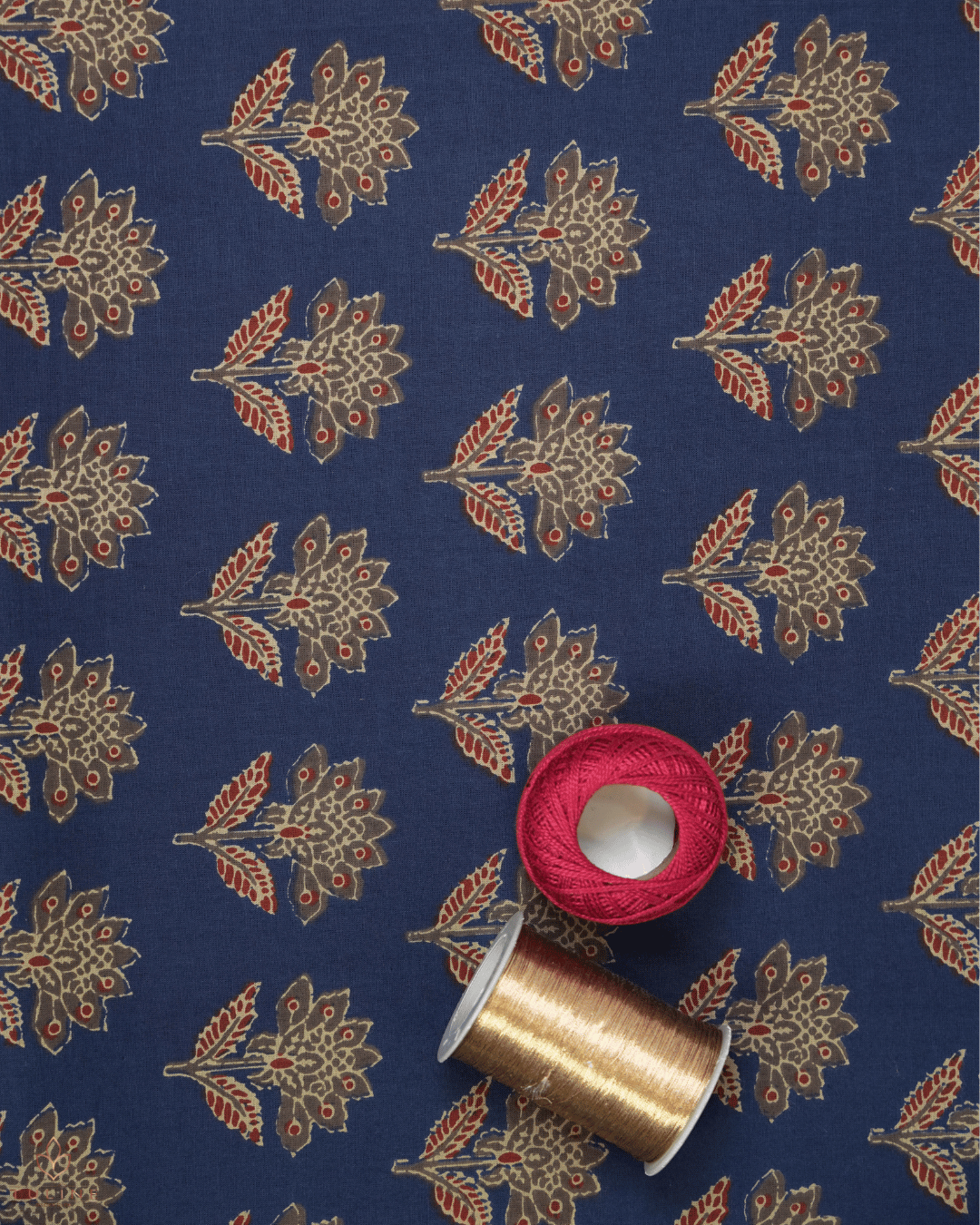 Cotton Ajrak Print - Dark Blue - Product Code 10066