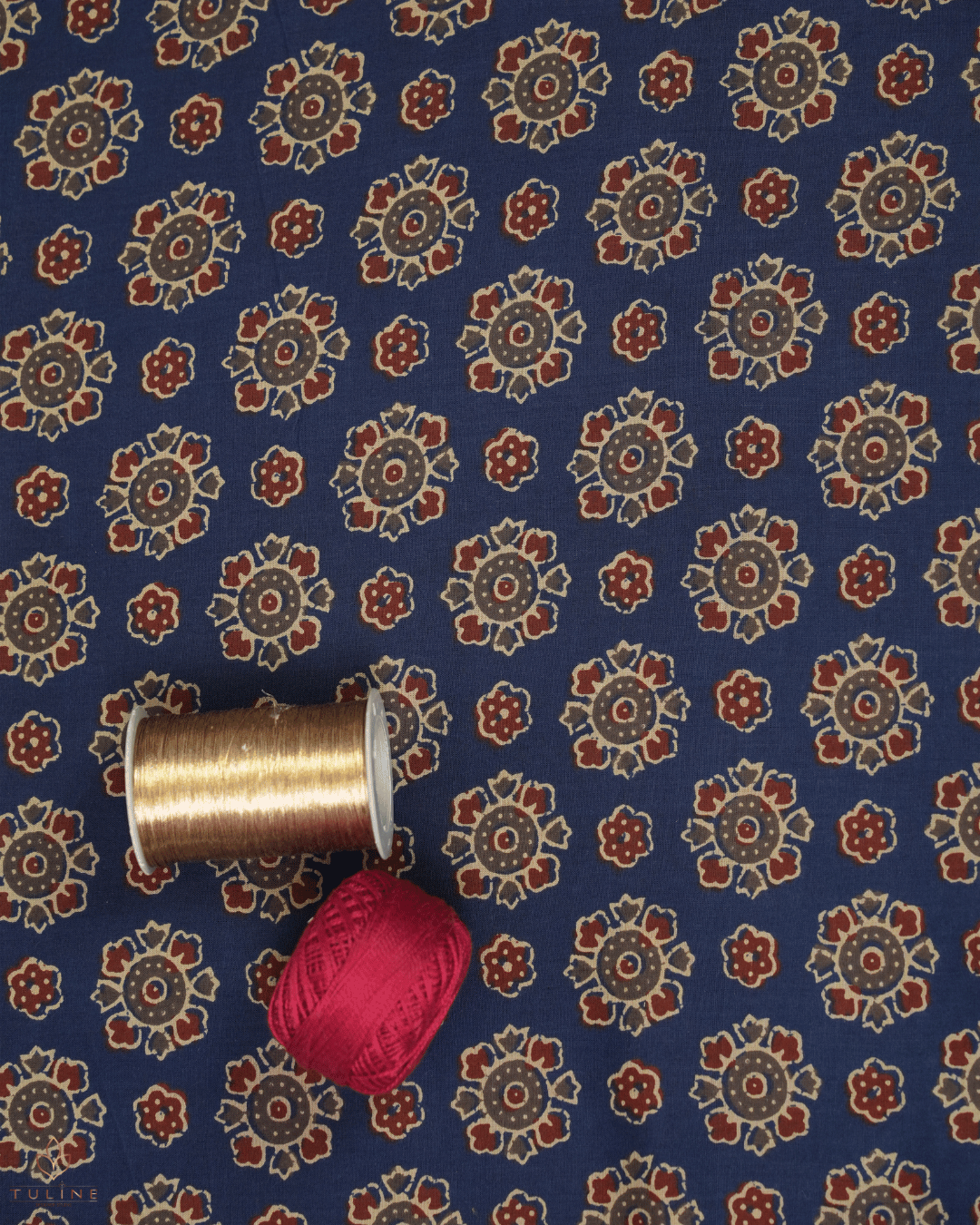 Cotton Ajrak Print - Dark Blue - Product Code  10068