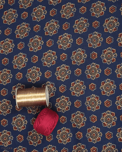 Cotton Ajrak Print - Dark Blue - Product Code  10068