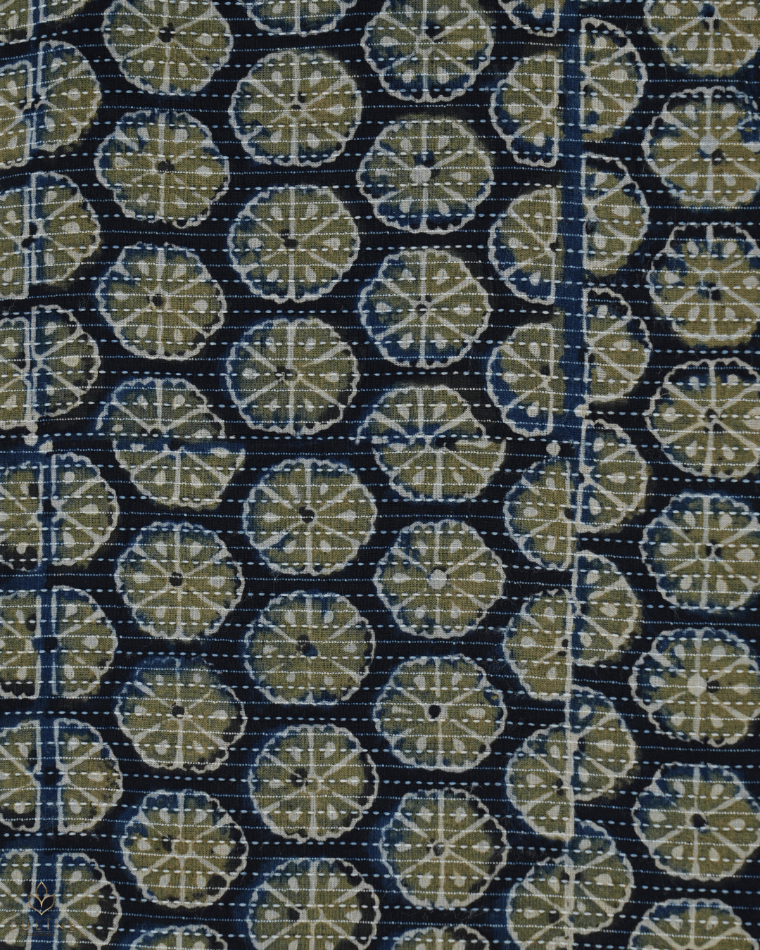 Cotton Ajrak Kantha Print - Dark Blue - Product Code 10069