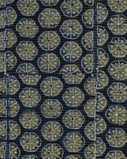 Cotton Ajrak Kantha Print - Dark Blue - Product Code 10069