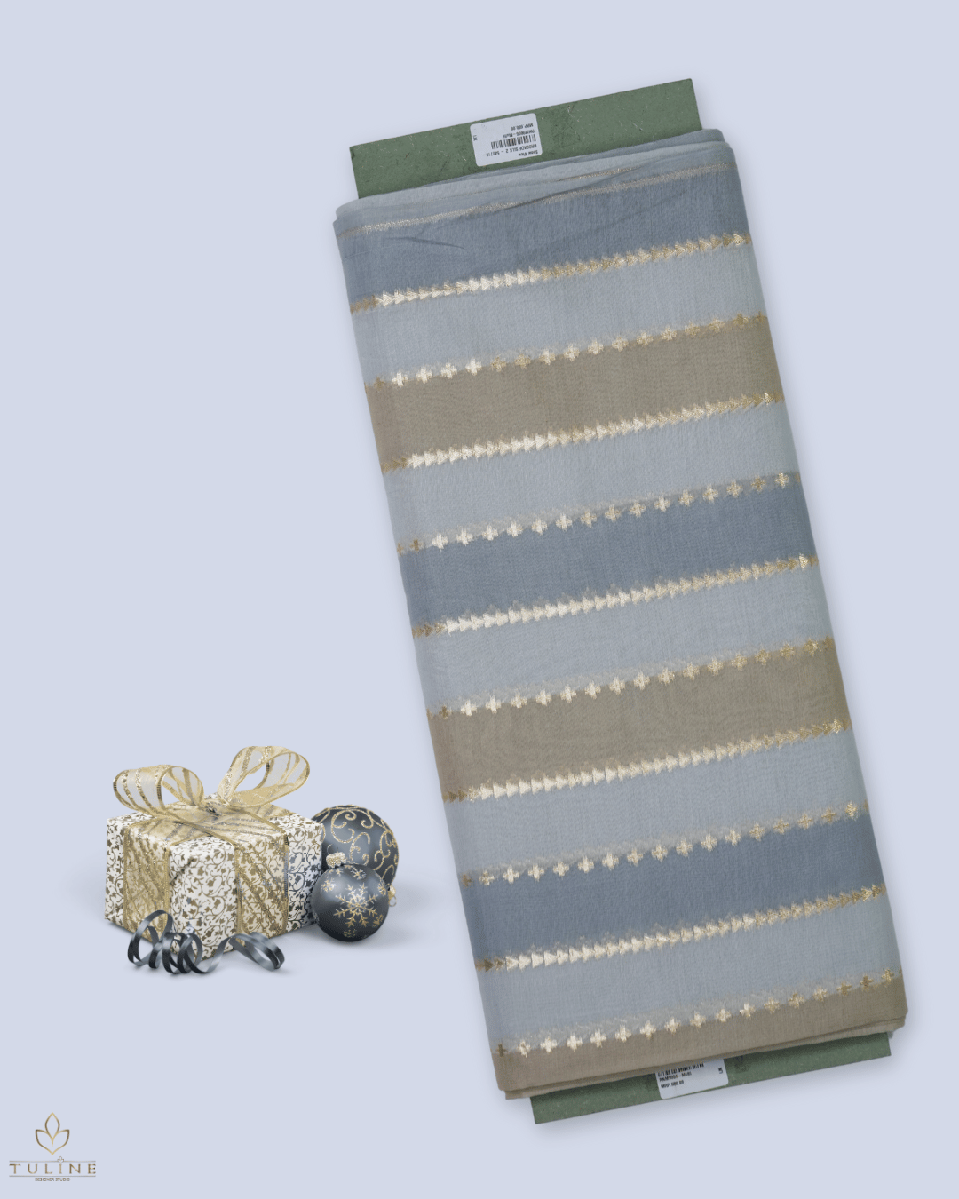 Banarasi Fabric - Cool Grey Blue - Product Code  10196