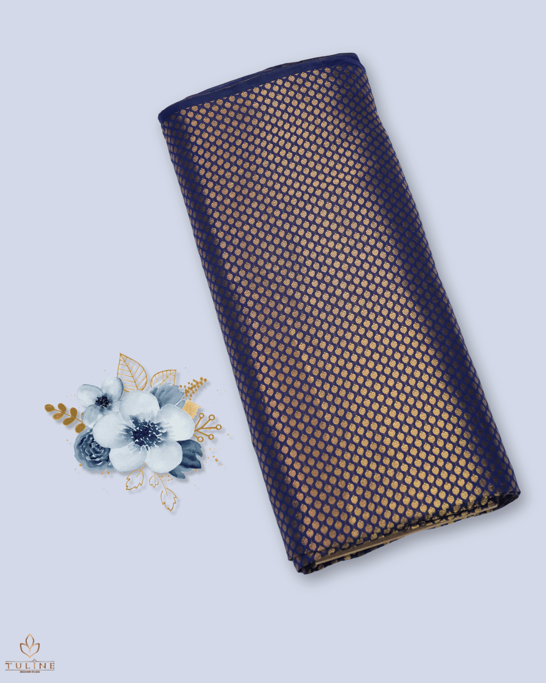 Brocade Fabrics - Dark Blue - Product Code 10124