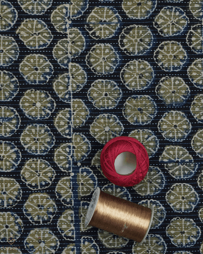 Cotton Ajrak Kantha Print - Dark Blue - Product Code 10069
