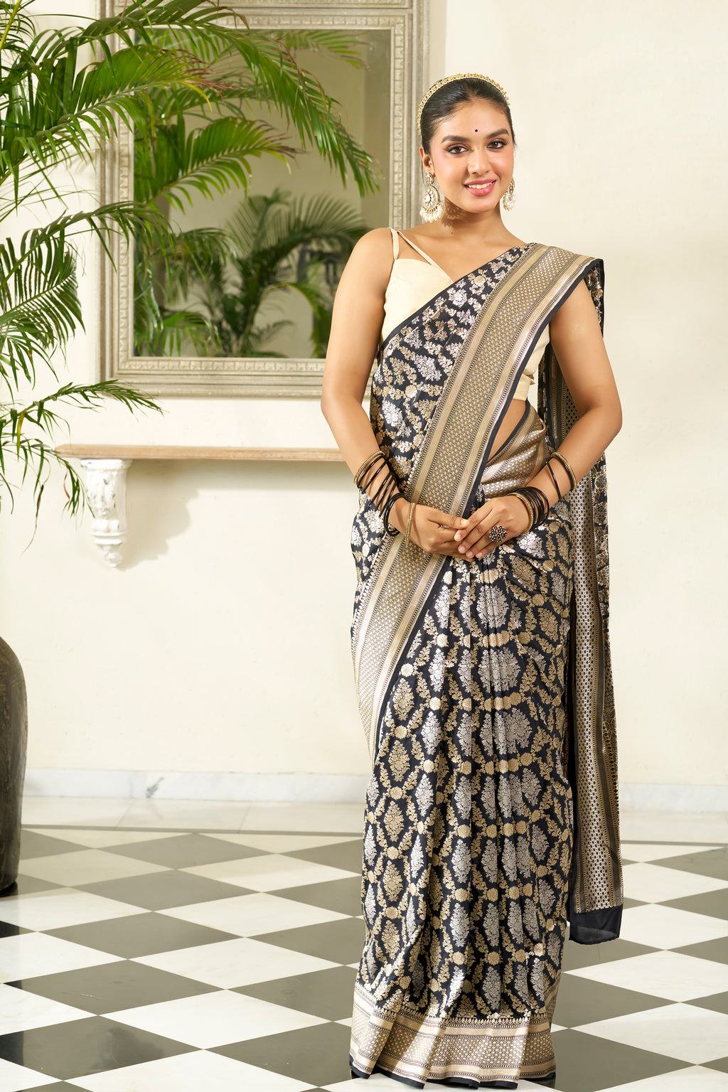 Black Banarasi Silk Saree