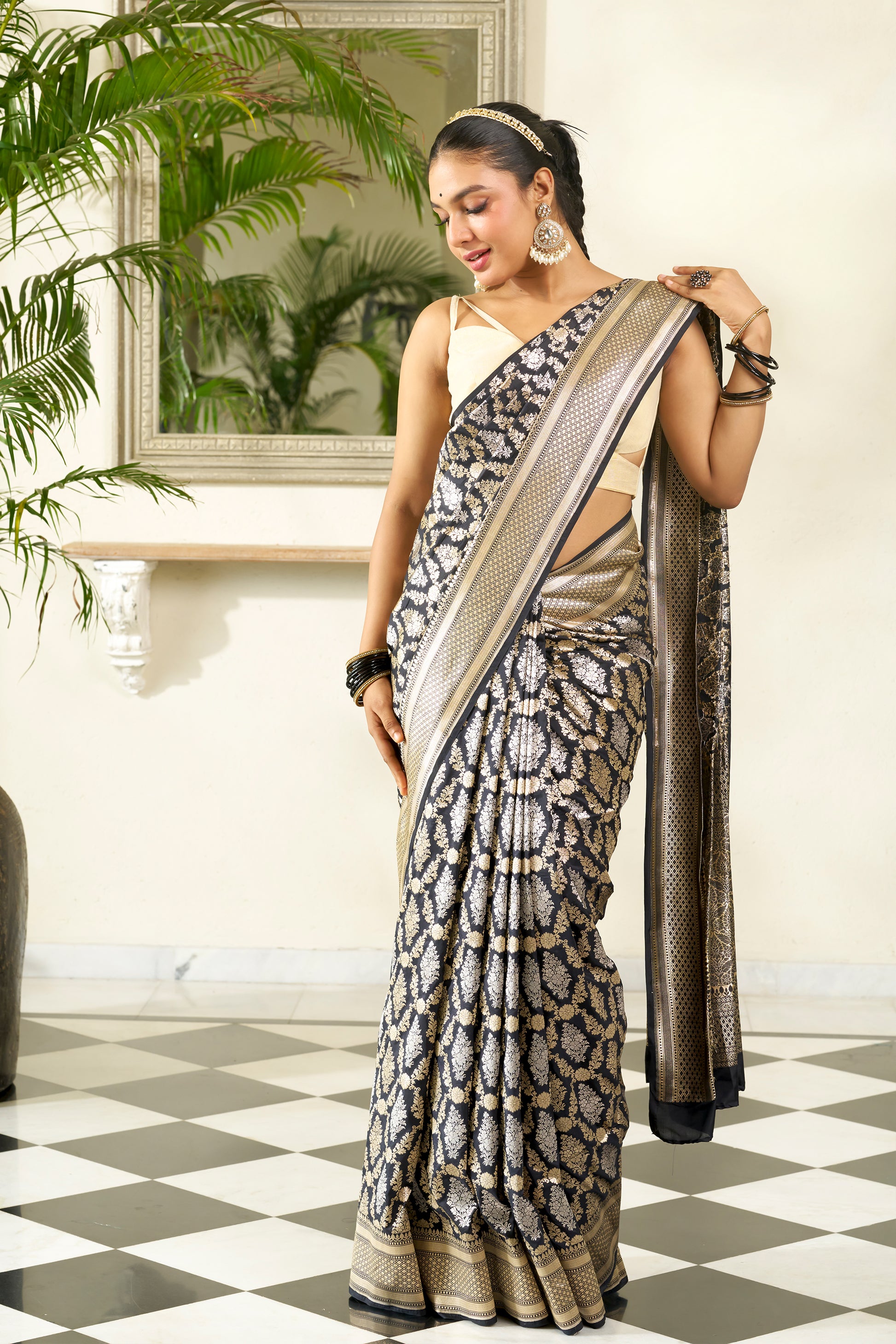 Black Banarasi Silk Saree