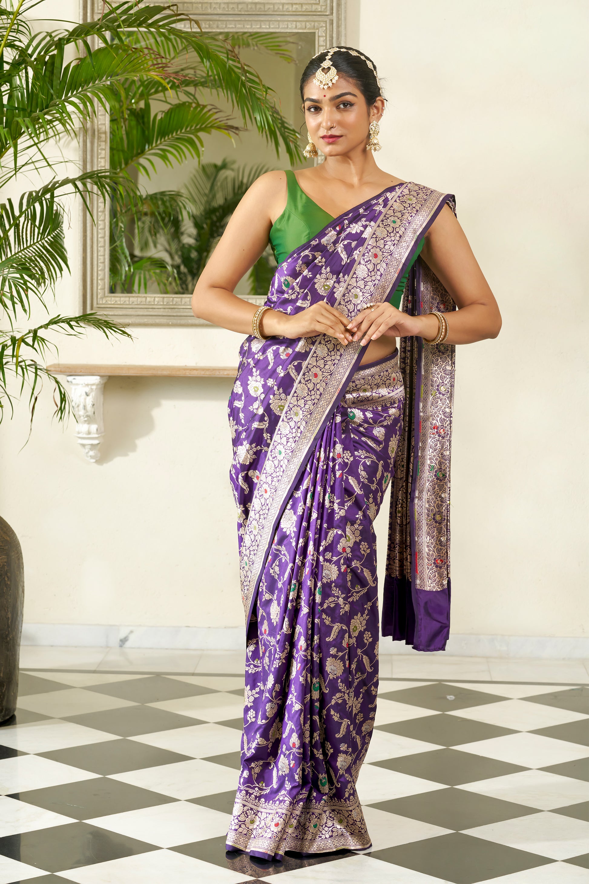 Purple Banarasi Silk Saree
