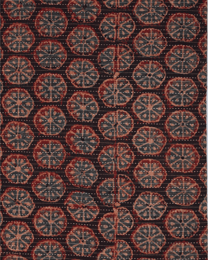 Cotton Ajrak Kantha Print - Brick Orange - Product Code 10073