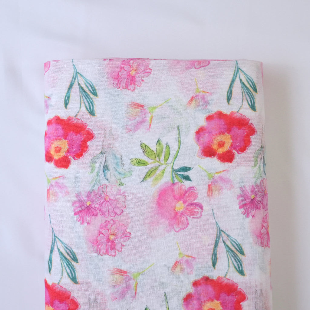 White & Pink Cotton Linen