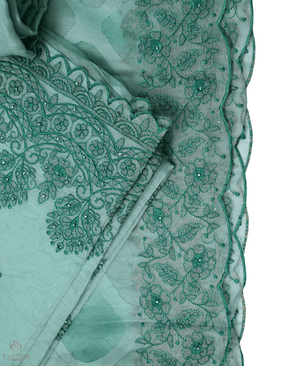 Organza Churidar Material - Pista Green -  Product Code 10002