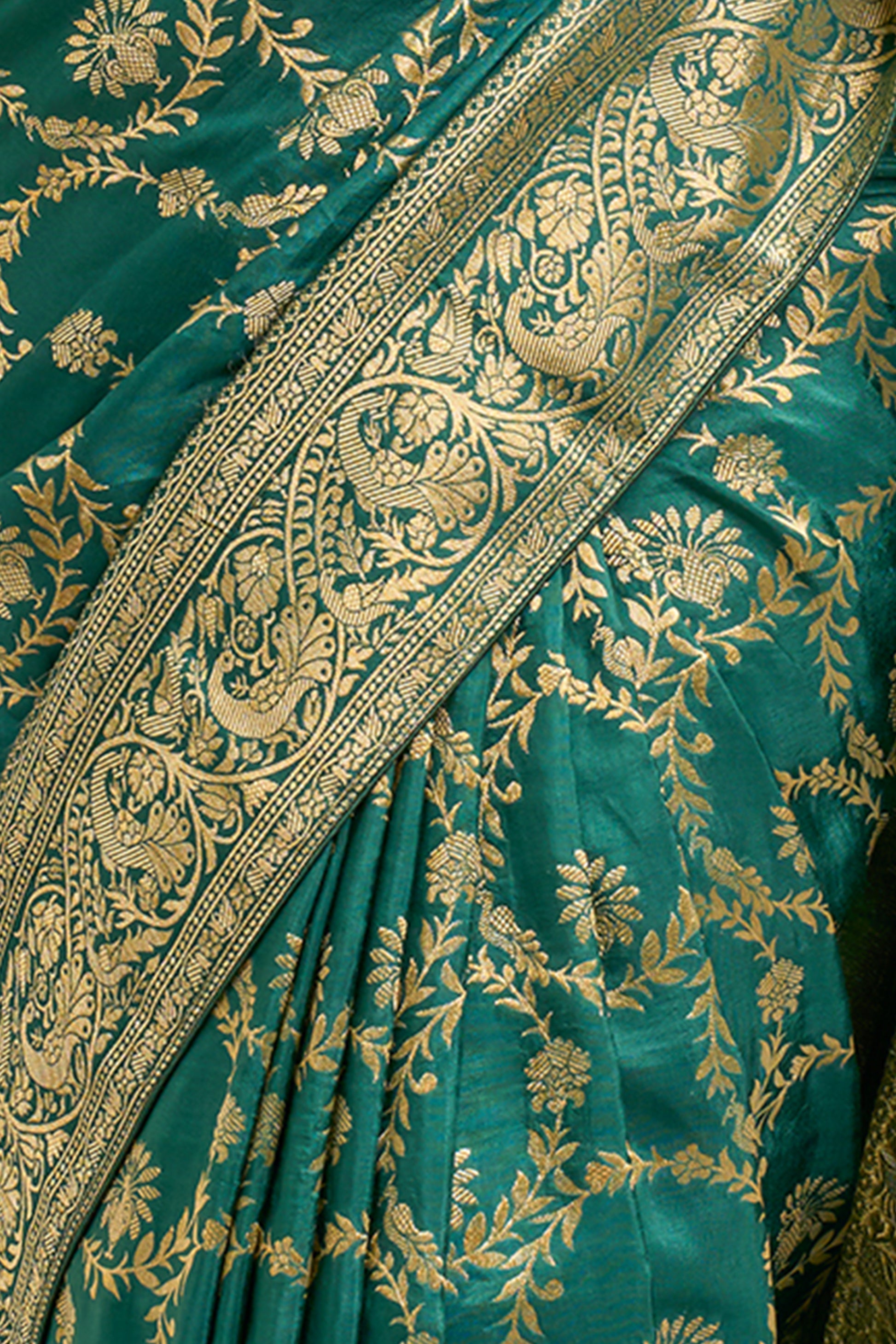 Emarald Green Banarasi Silk Saree